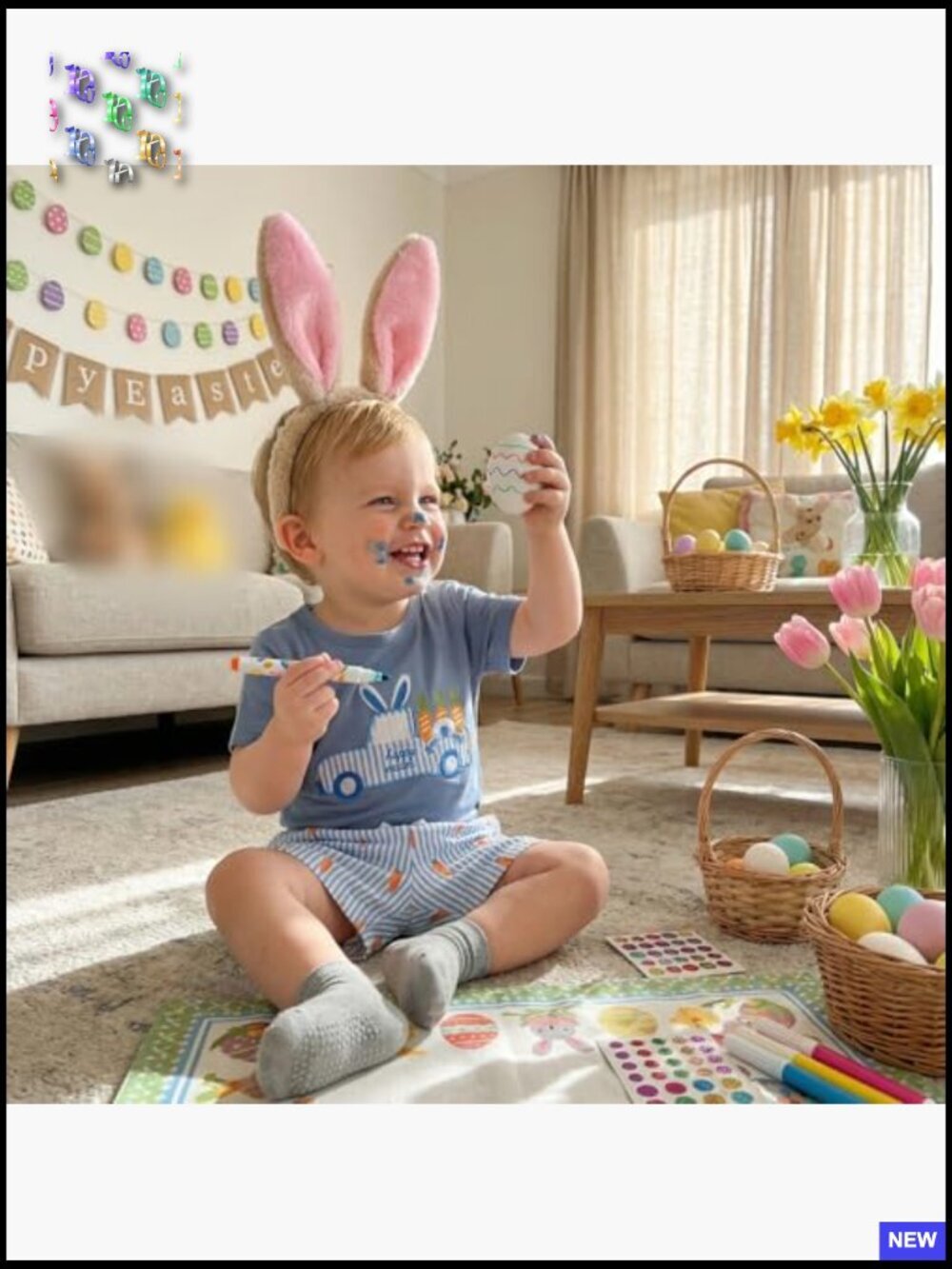 Toddler Boy Easter Bunny Polo Shirt Shorts Set Summer Gentleman Outfit - Picture 4 of 7
